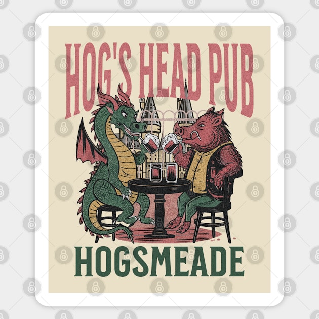 Stop by at Hogsmeade and get a drink dragon and Boar Pub Sticker by Joaddo